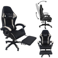 Кресло геймерское Bonro B-945 белое с подставкой для ног