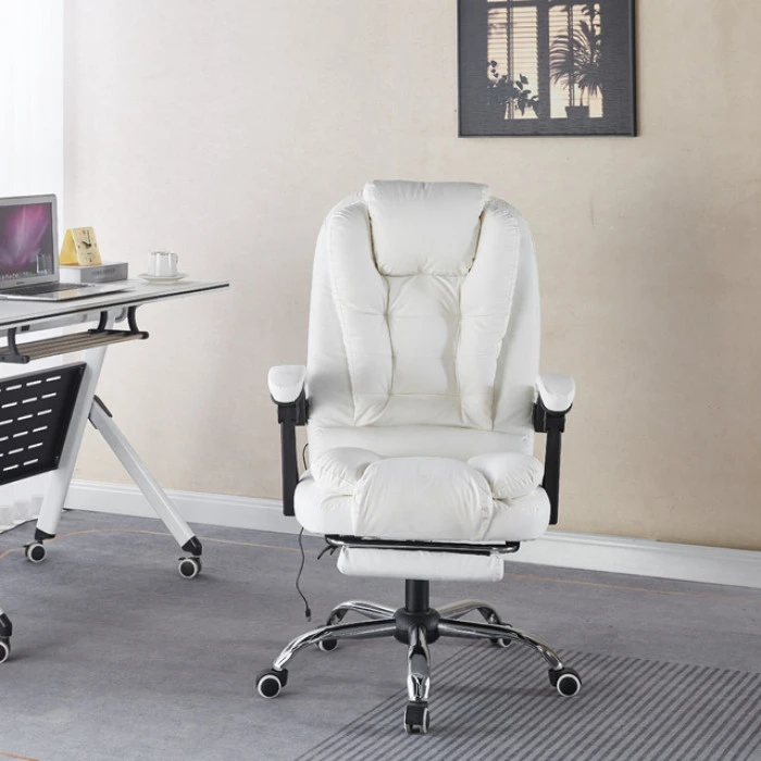 Крісло офісне з масажем та підставкою для ніг Bonro B-6071 біле