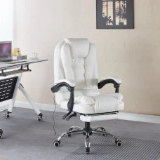 Крісло офісне з масажем та підставкою для ніг Bonro B-6071 біле