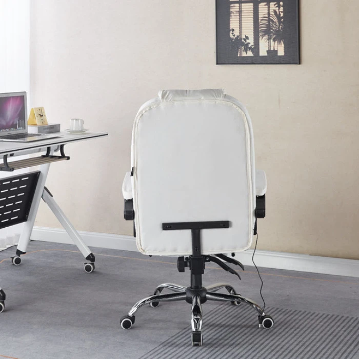 Крісло офісне з масажем та підставкою для ніг Bonro B-6071 біле