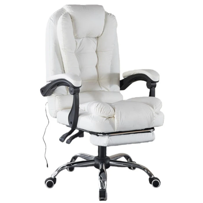 Крісло офісне з масажем та підставкою для ніг Bonro B-6071 біле
