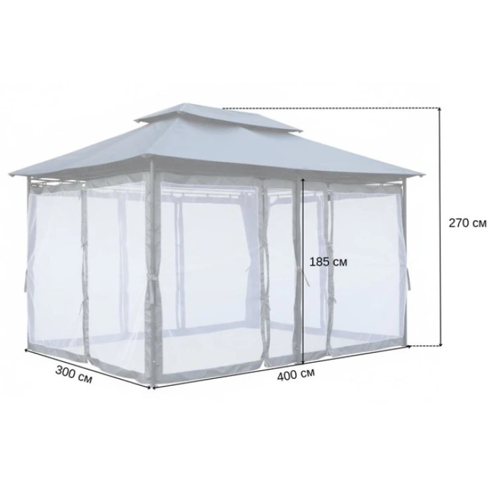 Садовый павильон беседка 3х4 м с москитной сеткой Bonro B-1026 серый