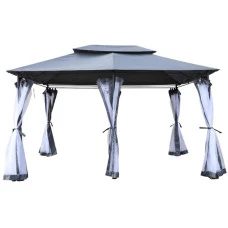 Садовый павильон беседка 3х4 м с москитной сеткой Bonro B-1026 серый