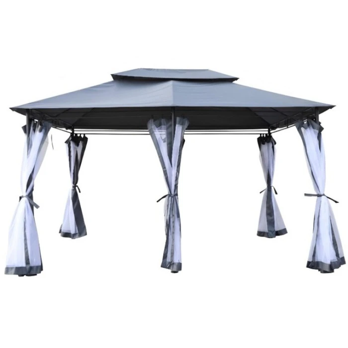 Садовый павильон беседка 3х4 м с москитной сеткой Bonro B-1026 серый
