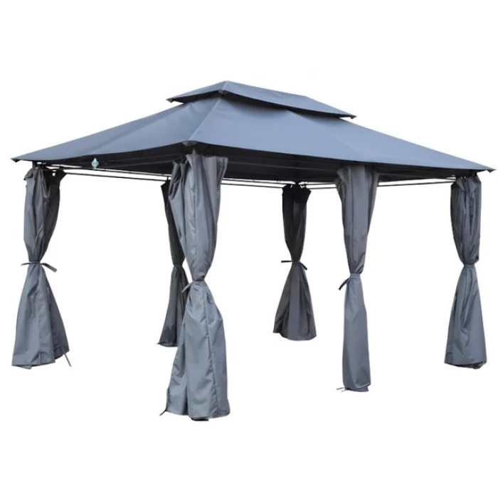 Садовый павильон беседка 3х4 м с москитной сеткой Bonro B-1026 серый