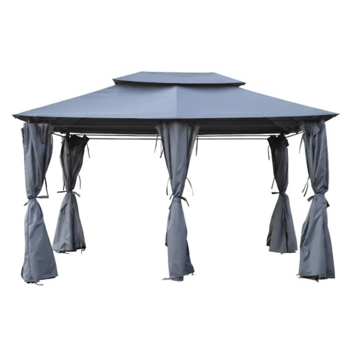 Садовый павильон беседка 3х4 м с москитной сеткой Bonro B-1026 серый