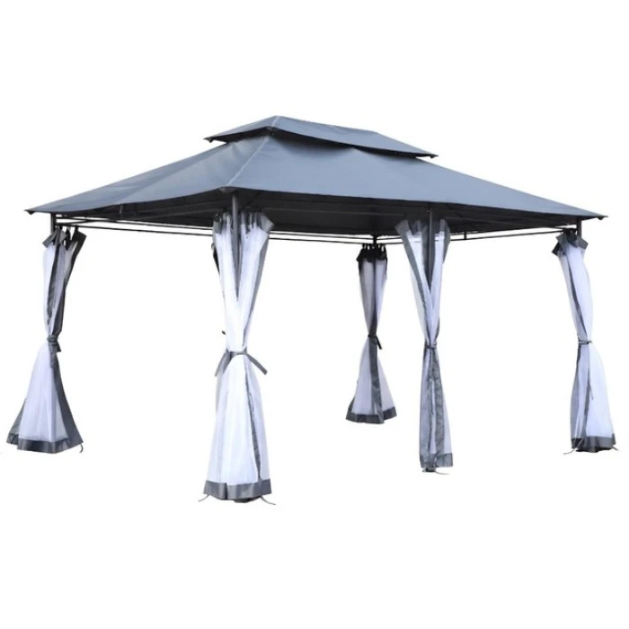 Садовый павильон беседка 3х4 м с москитной сеткой Bonro B-1026 серый
