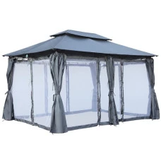 Садовый павильон беседка 3х4 м с москитной сеткой Bonro B-1026 серый