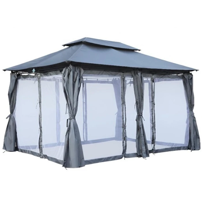 Садовый павильон беседка 3х4 м с москитной сеткой Bonro B-1026 серый