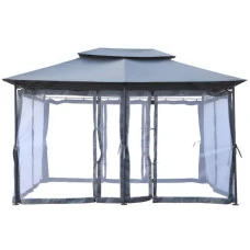 Садовый павильон беседка 3х4 м с москитной сеткой Bonro B-1026 серый