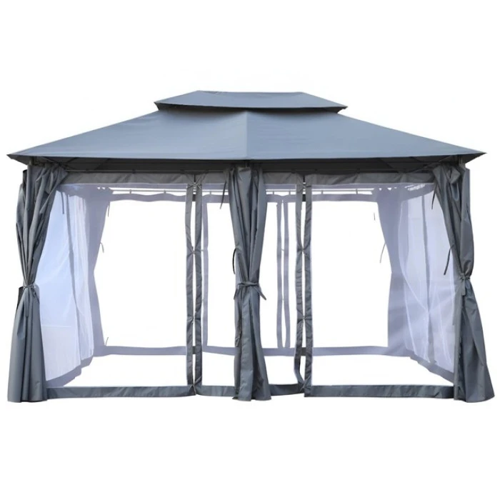 Садовый павильон беседка 3х4 м с москитной сеткой Bonro B-1026 серый