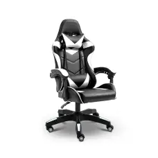 Геймерське ігрове крісло комп'ютерне 4Points GT спортивне для пк з подушками розкладне біле