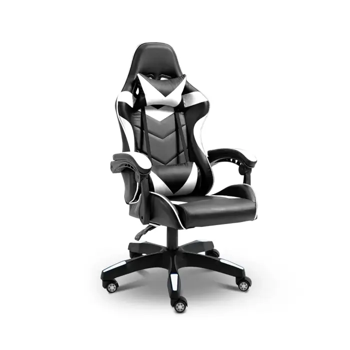 Геймерське ігрове крісло комп'ютерне 4Points GT спортивне для пк з подушками розкладне біле