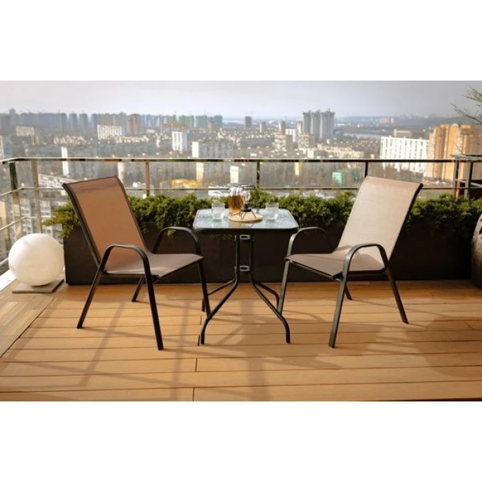 Комплект садових меблів 4Points Grado-2 з квадратним столом 60х60х70см, Коричневий