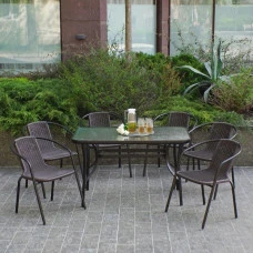 Комплект садовой мебели 4Points Ravello-8 с прямоугольным столом 140x80x70 см, Коричневый