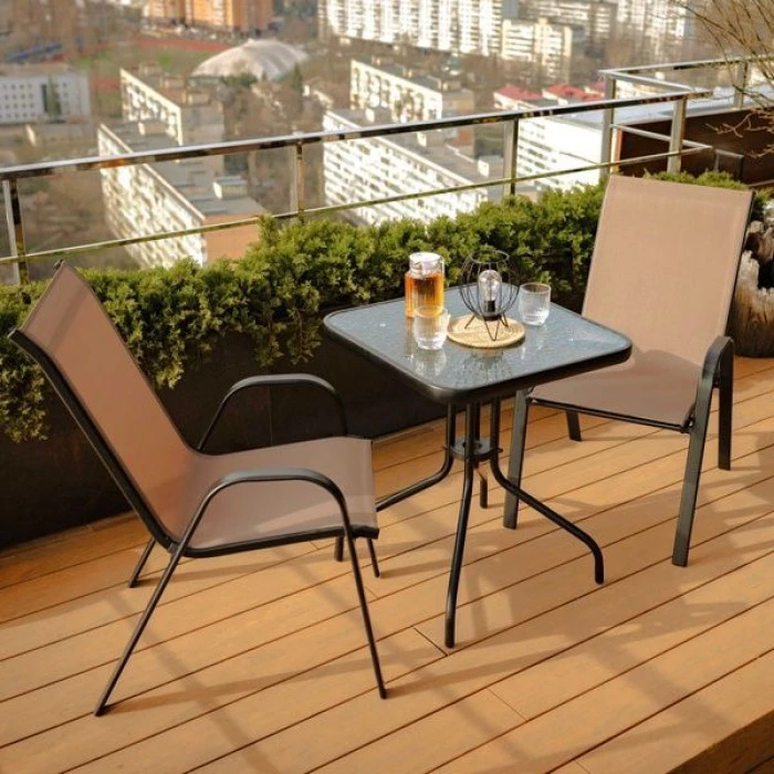 Комплект садових меблів 4Points Grado-2 з квадратним столом 60х60х70см, Коричневий