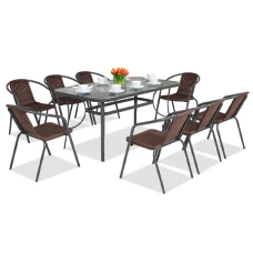 Комплект садовой мебели 4Points Ravello-8 с прямоугольным столом 140x80x70 см, Коричневый