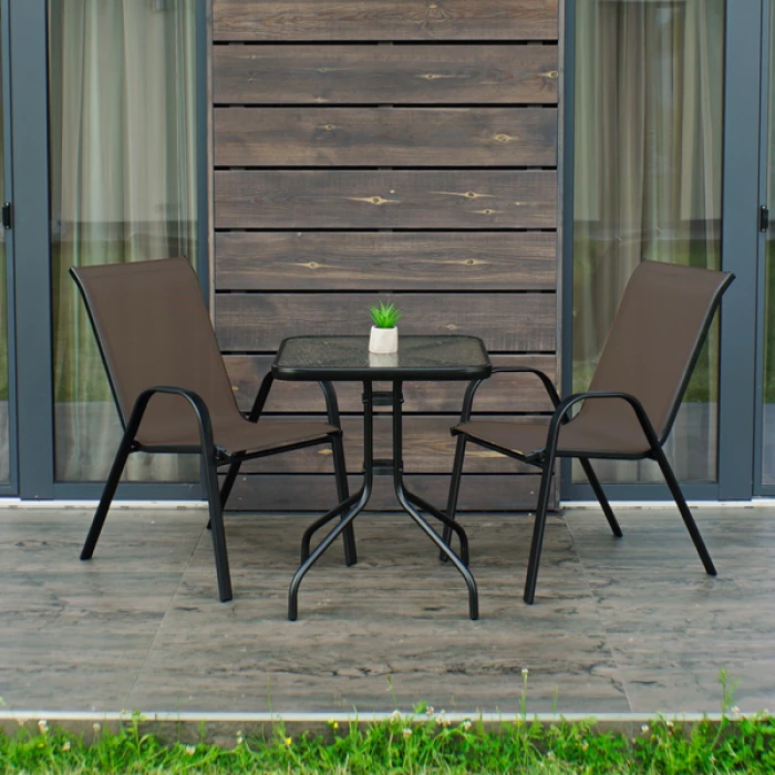 Комплект садових меблів 4Points Grado-2 з квадратним столом 60х60х70см, Коричневий