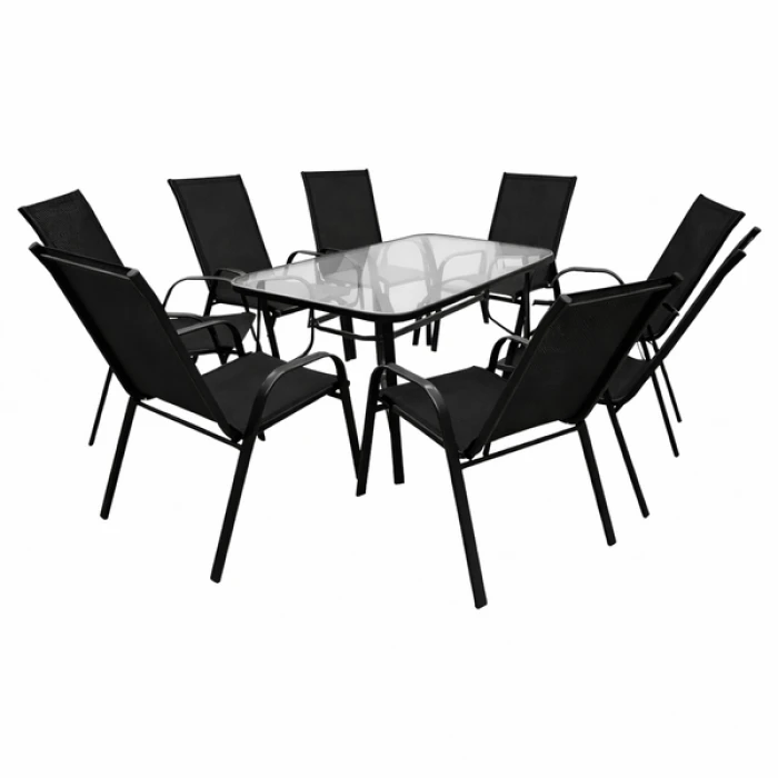 Комплект садовой мебели 4Points Milano-8 с прямоугольным столом 150х90х70см, Черный