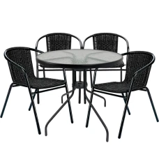 Комплект садовой мебели 4Points Lerici-4 круглый стол 80см, Черный