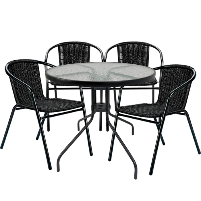 Комплект садовой мебели 4Points Lerici-4 круглый стол 80см, Черный