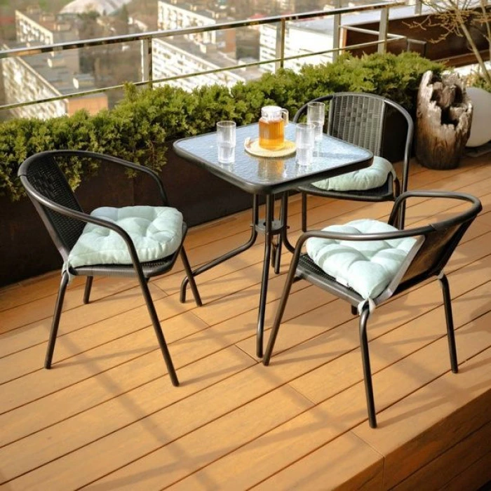 Комплект садових меблів 4Points Monza-3 з квадратним столом 60х60х70см, Чорний