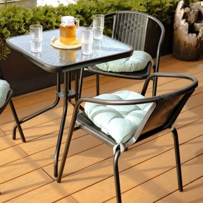 Комплект садових меблів 4Points Monza-3 з квадратним столом 60х60х70см, Чорний