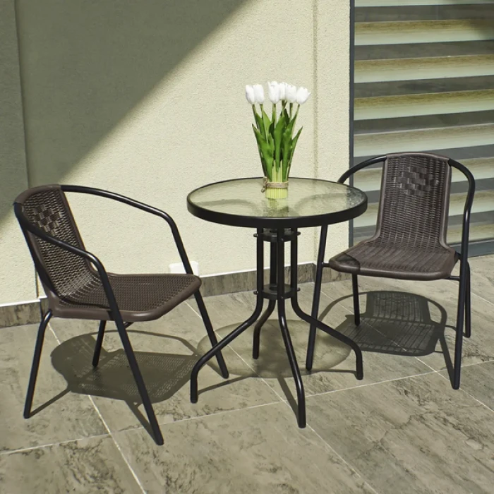 Комплект садових меблів 4Points Bari-2 круглий стіл 60см, Коричневий