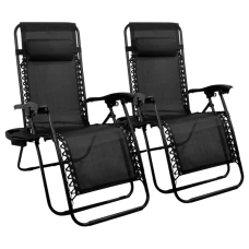 Комплект 2шт. Шезлонг 4P Flex з підстаканником, Чорний