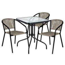 Комплект садових меблів 4Points Riva-3 з квадратним столом 60х60х70см, Сірий