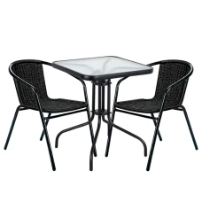 Комплект садовой мебели 4Points Lodi-2 с квадратным столом 60х60х70см, Черный