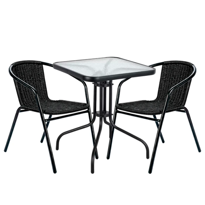 Комплект садовой мебели 4Points Lodi-2 с квадратным столом 60х60х70см, Черный