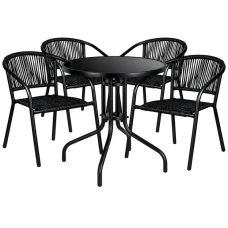 Комплект садових меблів 4Points Spello-4 круглий стіл ?60см з чорною стільницею, Чорний