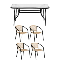 Комплект садових меблів 4Points Ancona-4 з прямокутним столом 140х80х70см, Коричневий