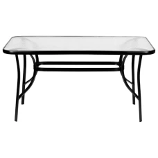 Стіл садовий 4Points Siena прямокутний 120х70х70 см, прозоре загартоване скло/чорний каркас