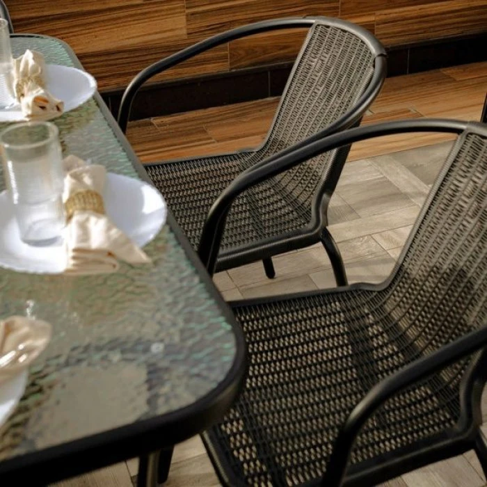 Комплект садових меблів 4Points Siena-4 з прямокутним столом 120x70x70 см, Чорний