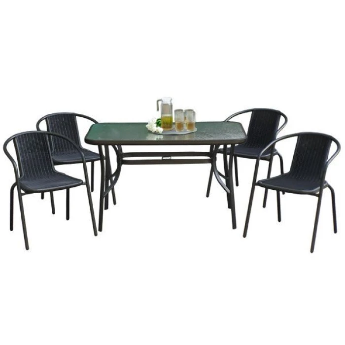 Комплект садових меблів 4Points Siena-4 з прямокутним столом 120x70x70 см, Чорний
