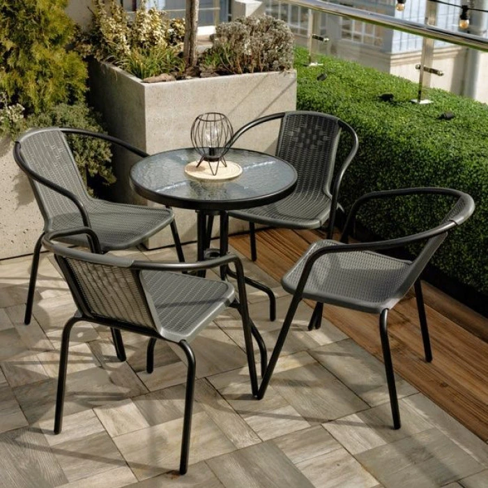 Комплект садовой мебели 4Points Bari-4 круглый стол 60см, Серый