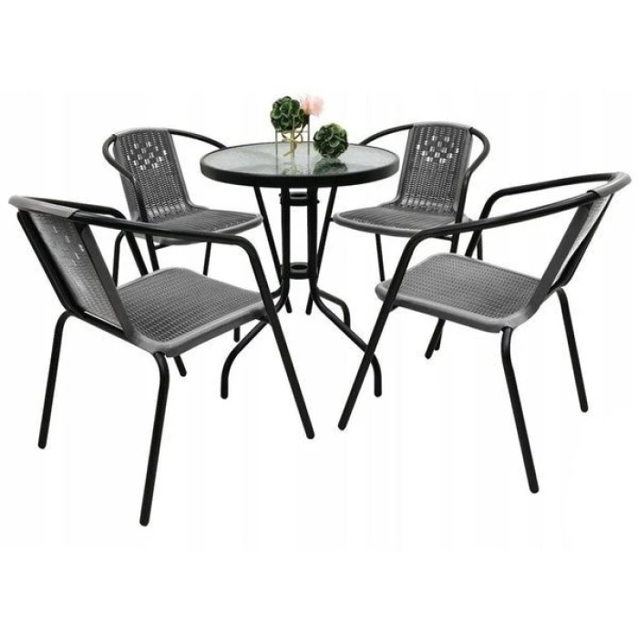 Комплект садовой мебели 4Points Bari-4 круглый стол 60см, Серый