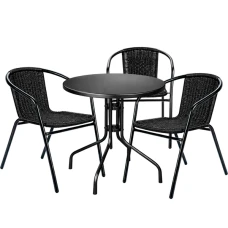 Комплект садовой мебели 4Points Nemi-3 круглый стол 60см стальной, Черный