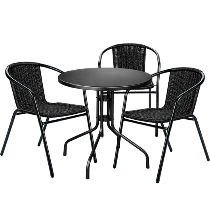 Комплект садовой мебели 4Points Nemi-3 круглый стол 60см стальной, Черный