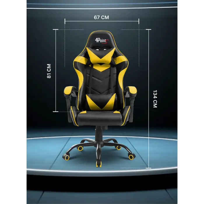 Геймерское компьютерное игровое кресло с подушками 4P® TEMPO с металлической основой раскладное Желтый