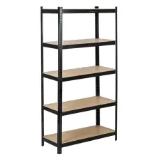 Стеллаж 4Р StrongShelf 180х65х40см черный 5 полок МДФ общая нагрузка до 875 кг для склада кладовой гараж