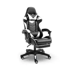 Геймерське ігрове крісло комп'ютерне 4Points GT з підставкою для ніг з подушками розкладне біле