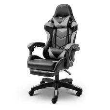 Геймерское компьютерное кресло 4Points DL с подставкой для ног офисное игровое раскладное для ПК дома Серый