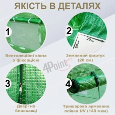 Брезент плівка для теплиці парника 4Points 6 м2 якісна 3-х шарова армована міцна армована міцна