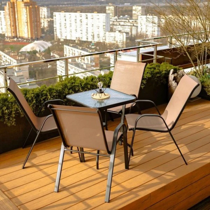 Комплект садових меблів 4Points Grado-4 з квадратним столом 60х60х70см, Коричневий