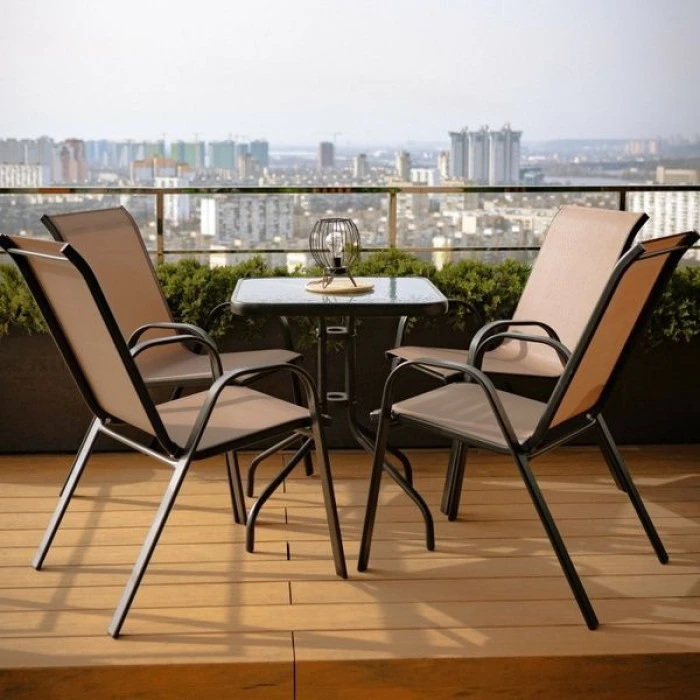 Комплект садових меблів 4Points Grado-4 з квадратним столом 60х60х70см, Коричневий