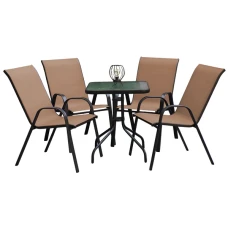 Комплект садових меблів 4Points Grado-4 з квадратним столом 60х60х70см, Коричневий