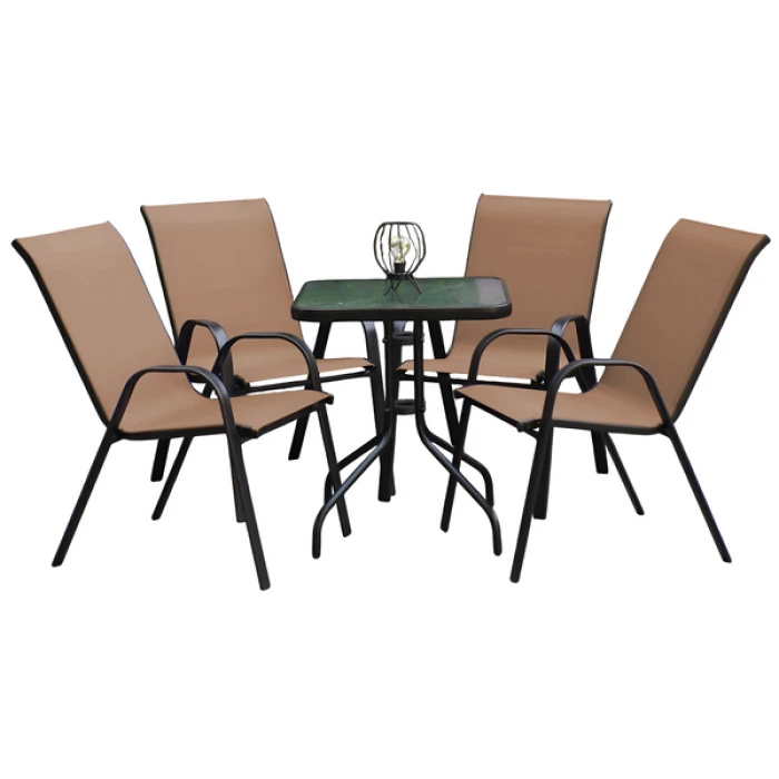 Комплект садових меблів 4Points Grado-4 з квадратним столом 60х60х70см, Коричневий